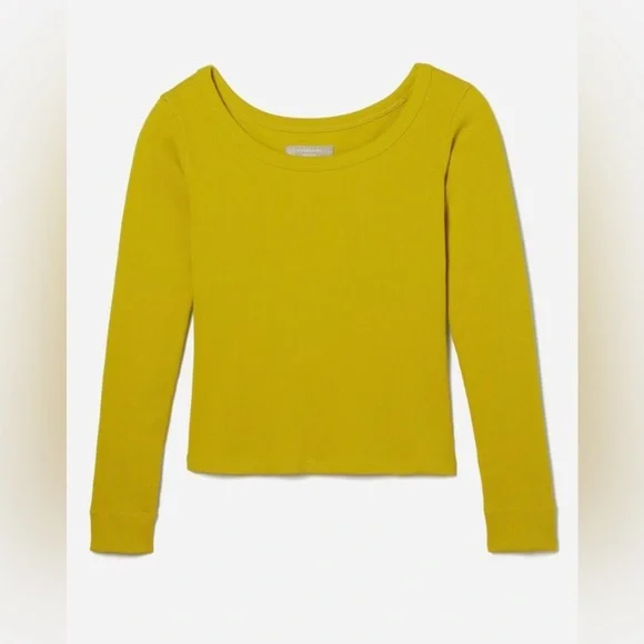 Everlane The Long-Sleeve Ribbed Scoop-Neck Tee in Key Lime S - Picture 1 of 8